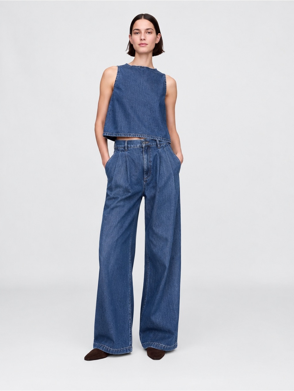 Gap 365 Trouser Wide Leg Jeans Medium Indigo Size 8 Tall